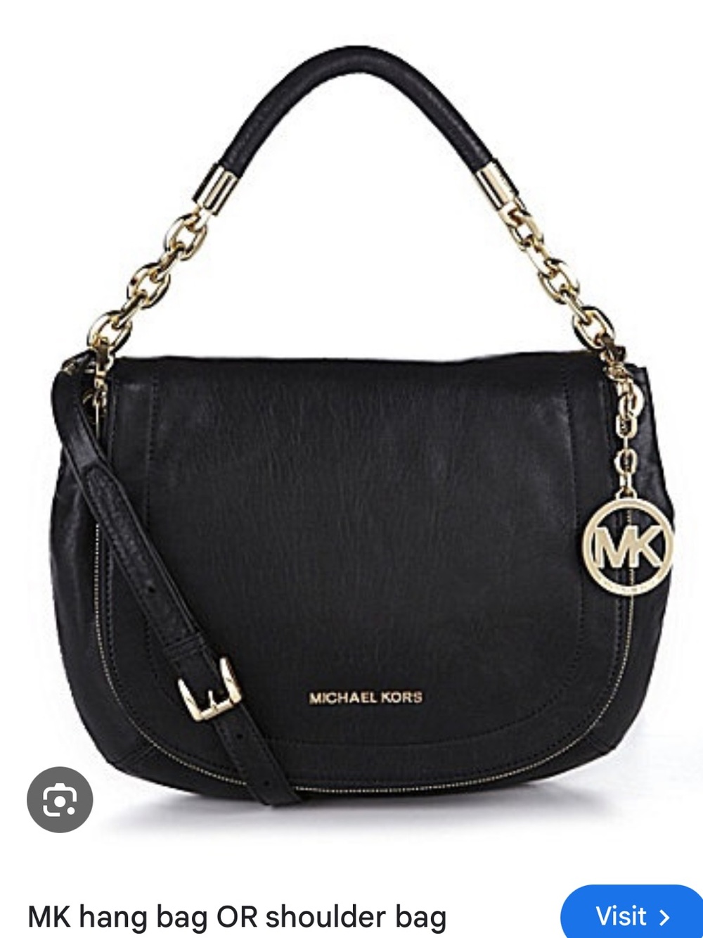 Michael Kors Black Leather Crossbody Bag with Gold Hardware.